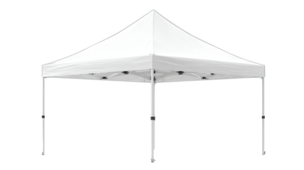 White pop-up tent, conical roof, simple design
