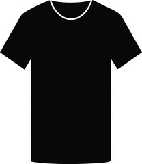 Vector art of plain black tshirt with a white neckline