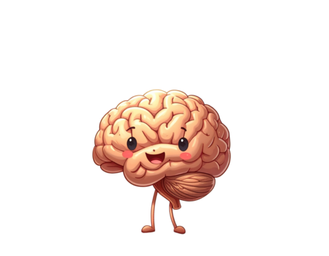 Cartoon Brain with Storm Cloud and Light Beams, Emotional Metaphor