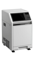 White medical device with display.  Compact, box-shaped,  with a screen,  likely for dental or laboratory use.  Features ventilation