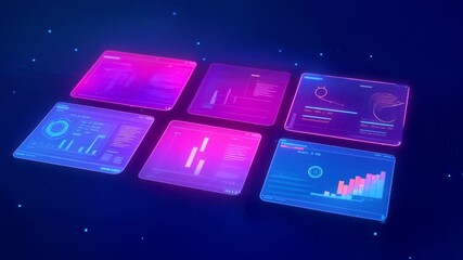 Immersive digital workspace with translucent holographic screens displaying complex data visualizations against a luminous cosmic backdrop, featuring dynamic graphs elements. - Powered by Adobe