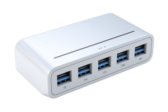White USB hub with four ports