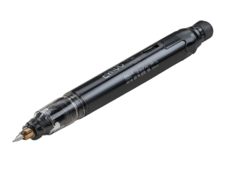 Sleek black pen with transparent accents