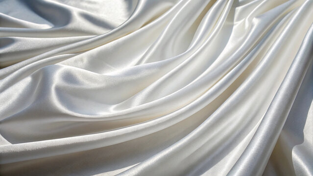 Soft white silk fabric draped in elegant folds and shadows textile cream