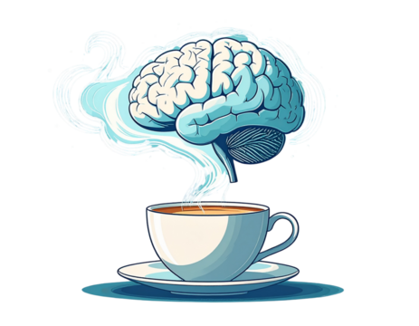  Tea Cup with Calm Mind Icon, Minimalist Mental Wellness Design