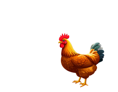 Cartoon Hen with Farm Background, Cute Illustration - Powered by Adobe