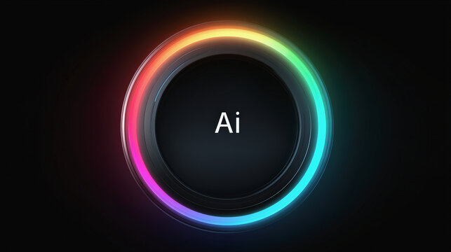 Colorful progress ring, glowing neon circle, artificial intelligence concept, futuristic technology, digital interface, dark background