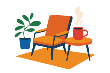 Fototapeta premium Minimalist illustration of a cozy reading scene with a book and warm lighting suitable for banners and advertisements