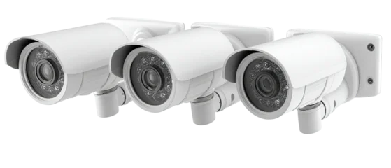 Four security cameras mounted on a wall © Taff