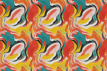 Obraz premium Fluid seamless abstract pattern. Dynamic brushstrokes and layered forms create artistic movement, perfect for summer fashion textiles and apparel