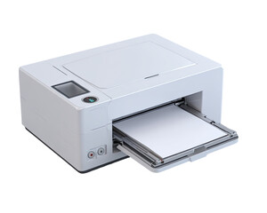 White multifunction printer, open tray