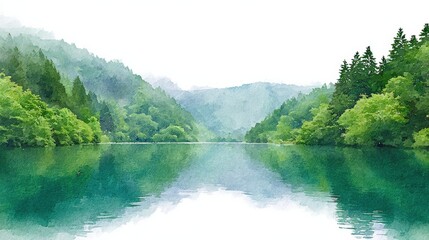 A serene landscape with a river running through it