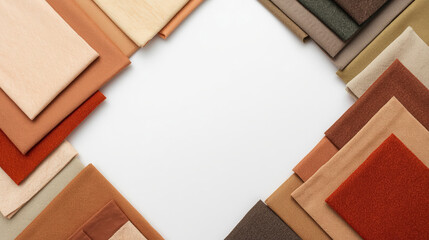 Fototapeta premium Earthy Tone Fabric Swatches: Neutral and Warm Color Palette for Textile Design Inspiration.