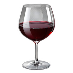 Elegant glass of red wine isolated on transparent background for celebration