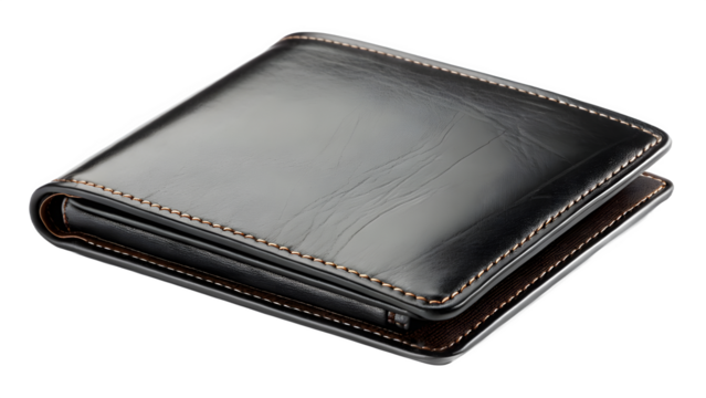 Elegant leather wallet for men isolated on transparent background