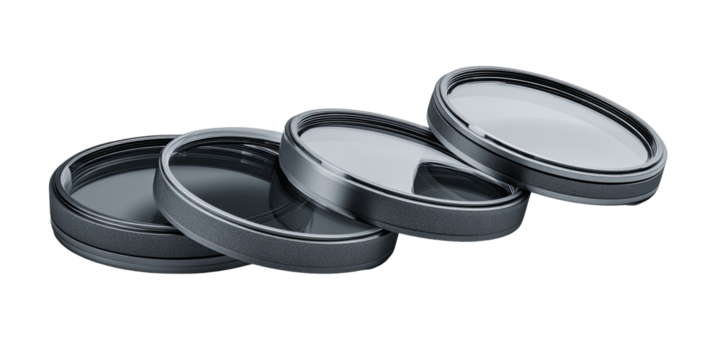 Stack of gray camera filters