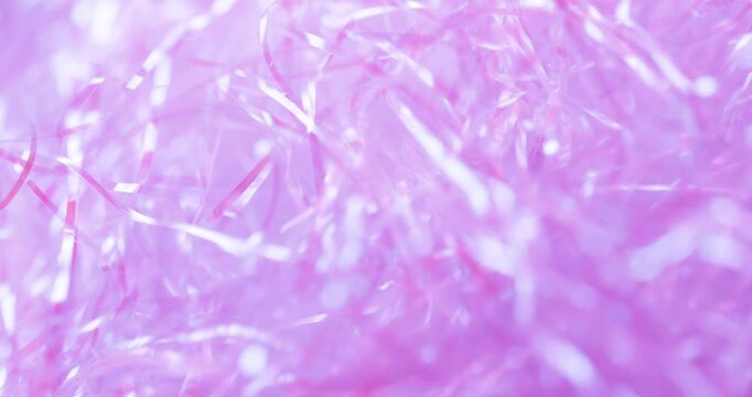 Purple Color Glitter Crinkle Raffia Close Up Video in 4K 60fps