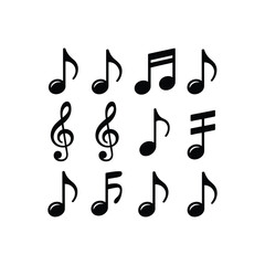 Fototapeta premium Collection of hand drawn musical notes and symbols on white background