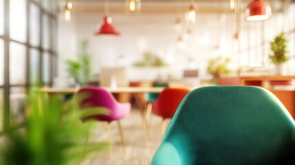 Modern workspace design featuring colorful chairs in an open office setting