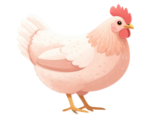 Cartoon Style Raw Whole Chicken Illustration, Isolated