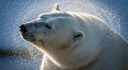 Polar Bear Shaking Water Droplets
