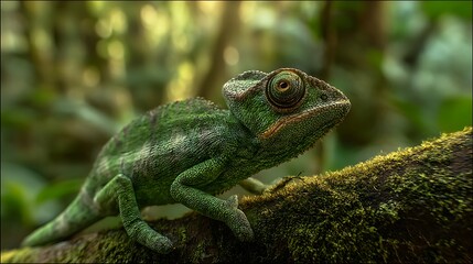 Fototapeta premium Chameleon Camouflage in Jungle Light