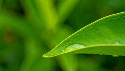 Close-up of a vibrant green leaf with water droplets (1)