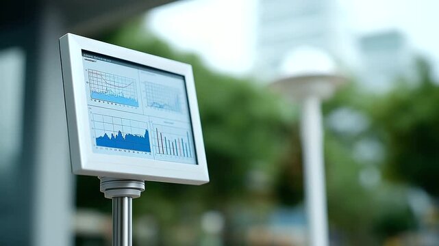 Meteorology Lab: Scene of E-paper board showcasing a weather chart alongside a digital anemometer reading. Data visualization, instrumentation and live metrics in a scientific meteorology lab - Powered by Adobe