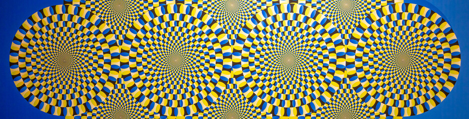 Optical illusion background. Artistic psychedelic wallpaper, curve visual effect