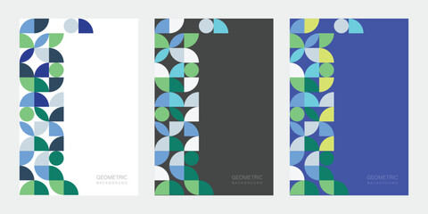 Fototapeta premium Abstract Flat Geometric Vector Backgrounds with Circles and Quarter Circles