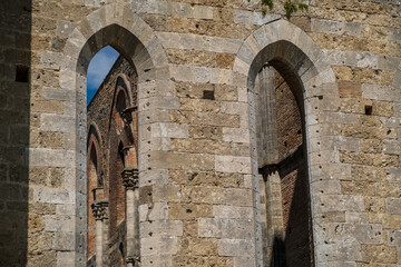Naklejka premium San Galgano Abbey built in 1288 A.D. in the province of Siena, Tuscany - Italy
