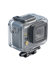 Clear waterproof housing for a small action camera