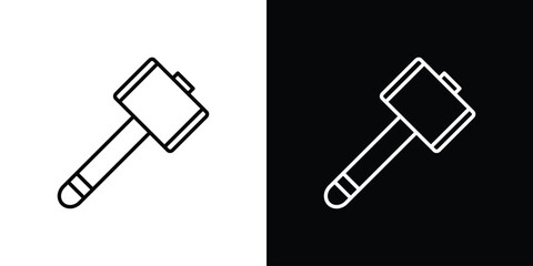 Wooden mallet icon in editable stroke. EPS 10 vector illustration.