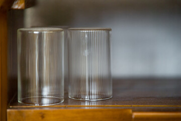 empty glass of water on table