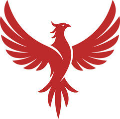 Obraz premium Majestic red phoenix spreading wings fiery mythical creature symbol of rebirth vector