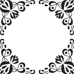 Vintage ornate floral vector illustration with a black decorative border of spring flowers and leaves