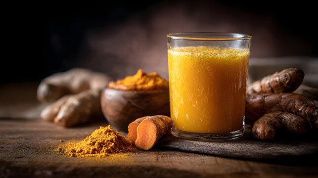 Ingredients for a turmeric detox drink to boost imm