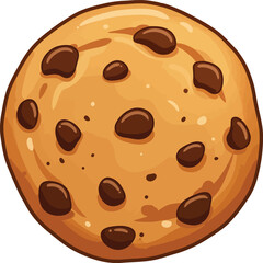Sweet chocolate chip cookie delicacy delicious baked treat vector