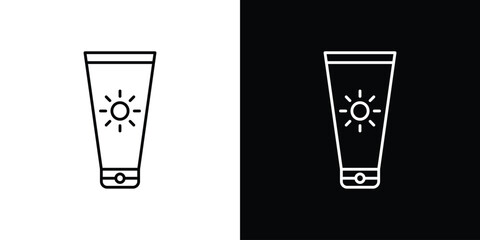 Sunscreen icon in editable stroke. EPS 10 vector illustration.