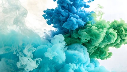 Obraz premium “Abstract Watercolor Stains in Blue and Green – Vibrant Artistic Background Texture for Creative Design”