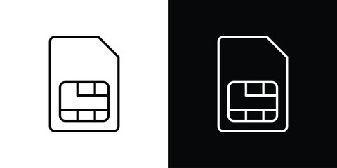 Sim card icon in editable stroke. EPS 10 vector illustration.