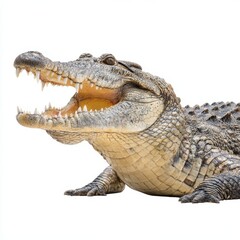 Naklejka premium A Close-up Portrait of a Fierce Crocodile with Open Jaws 