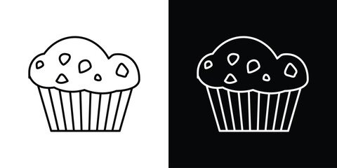 Muffin icon in editable stroke. EPS 10 vector illustration.