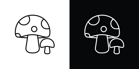 Mushrooms icon in editable stroke. EPS 10 vector illustration.