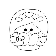 Cute girl with the word Love in black and white