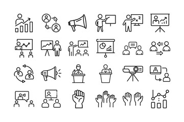 business icons set isolated on white background