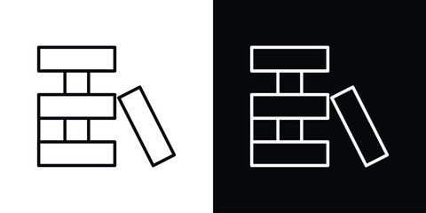 Jenga icon in editable stroke. EPS 10 vector illustration.
