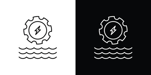 Hydro power icon in editable stroke. EPS 10 vector illustration.