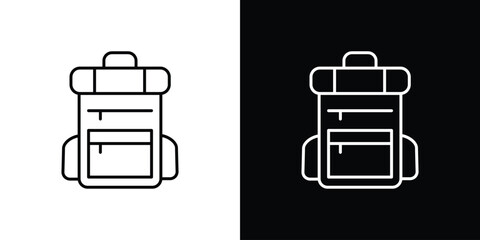 Hiking backpack icon in editable stroke. EPS 10 vector illustration.