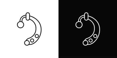 Hearing aid icon in editable stroke. EPS 10 vector illustration.